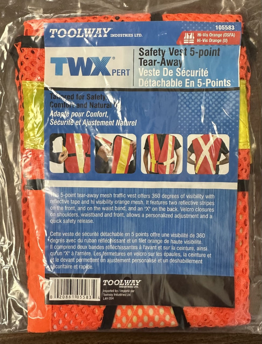 SAFETY VEST 5 POINT TEARAWAY Lucier Glove & Safety