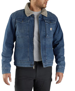 RELAXED FIT DENIM SHERPA-LINED JACKET